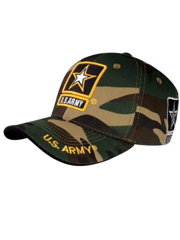 A03ARM01-US ARMY LOGO LICENSED EMBROIDERED MILITARY CAP CAMO