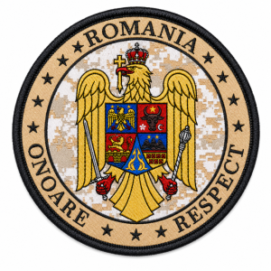 NEW! Stema Romaniei Desert Camo - 8.5 CM Emblema. BEST PRICE! Aplicare cu SCAI / COASERE