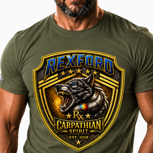 New! Tricou CARPATHIAN SPIRIT. Marimi Europene Pana la 3XL Grafica Premium. Army Green.