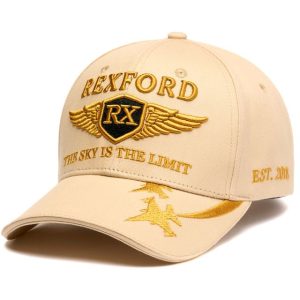 Sapca REXFORD Luxury Aviation Series ⭐⭐⭐⭐⭐The Sky Is The Limit. Beige Gold 56 cm. Reglabila.