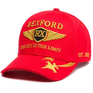 Sapca REXFORD Luxury Aviation Series ⭐⭐⭐⭐⭐The Sky Is The Limit. Red Gold 56 cm. Reglabila.