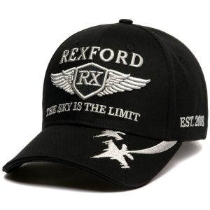 Sapca REXFORD Luxury Aviation Series ⭐⭐⭐⭐⭐The Sky Is The Limit. Black Silver 56 cm. Reglabila.