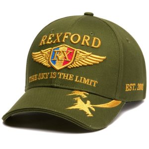 Sapca REXFORD Luxury Aviation Series ⭐⭐⭐⭐⭐The Sky Is The Limit. Army Green Gold 58 cm. Reglabila.