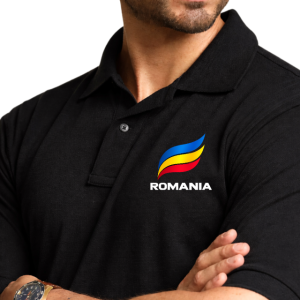 New! TRICOU POLO ROMANIA SIMPLY THE BEST. Black Marimi pana la 4XL