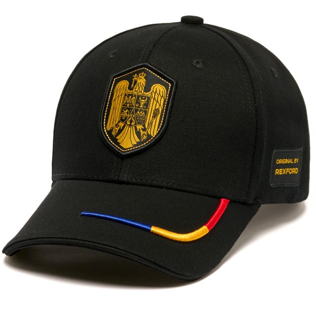 FULL SIZE Rexford August 20260024 Sapca STEMA ROMÂNIEI – HERITAGE by REXFORD®. Black. Marime 56. Reglabila. Tricolor Brodat - imagine 1