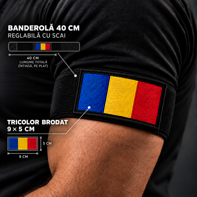 ChatGPT Image 24 sept. 2026, 09_06_22 Banderola pentru brat cu TRICOLOR BRODAT - imagine 2